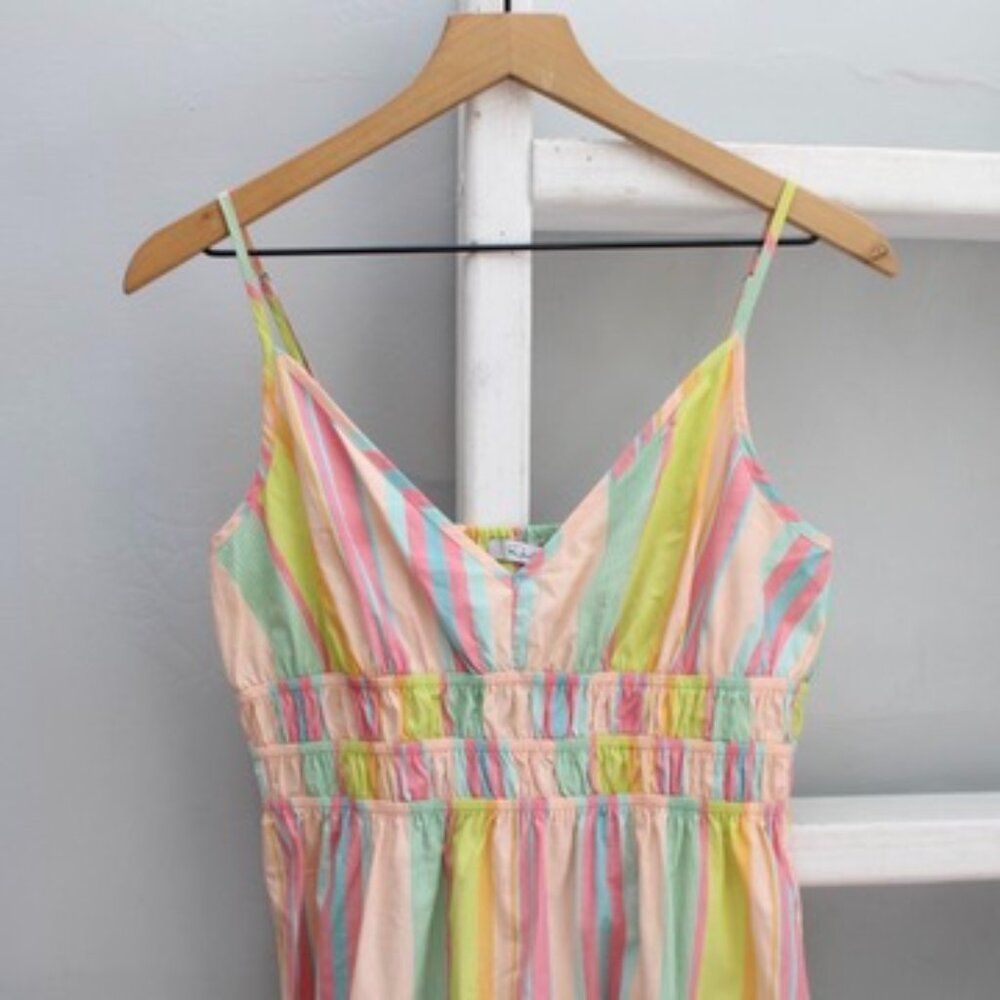 Rails Carmen Guava Stripe Multicolor Smocked Spaghetti Strap Dress Size Small - Picture 5 of 9
